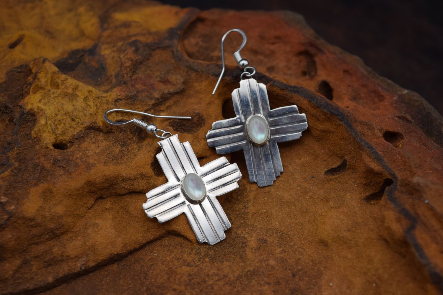 MOTHER OF PEARL ZIA EARRINGS