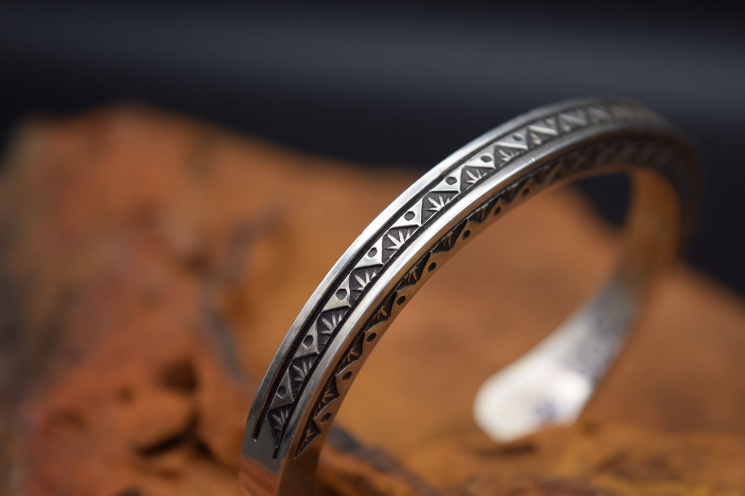 Landon Secatero Silver Cuff [6&quot;], Color: Style A | Triangles