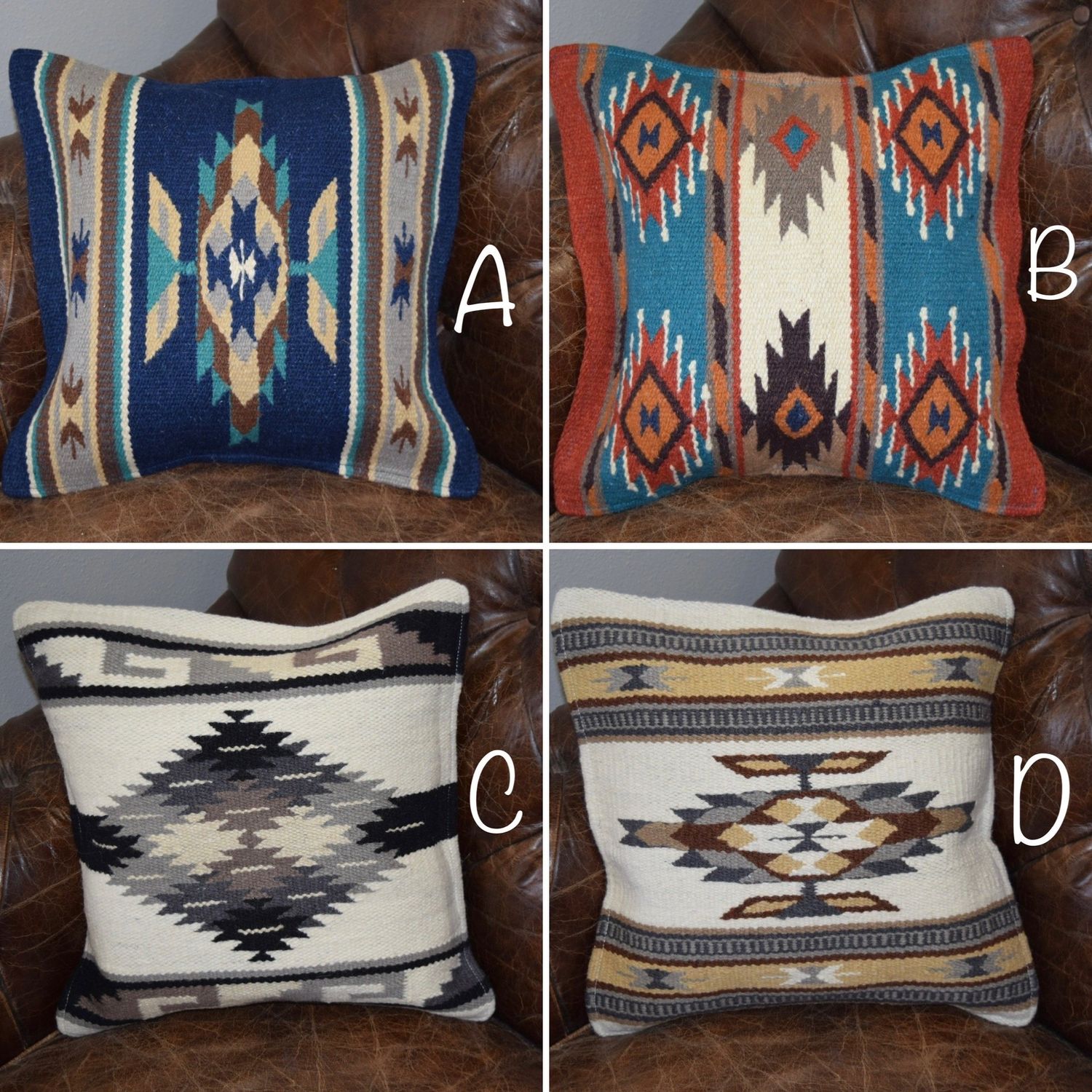 Wool Modern Maya Pillow Cover, Color: A | Blue