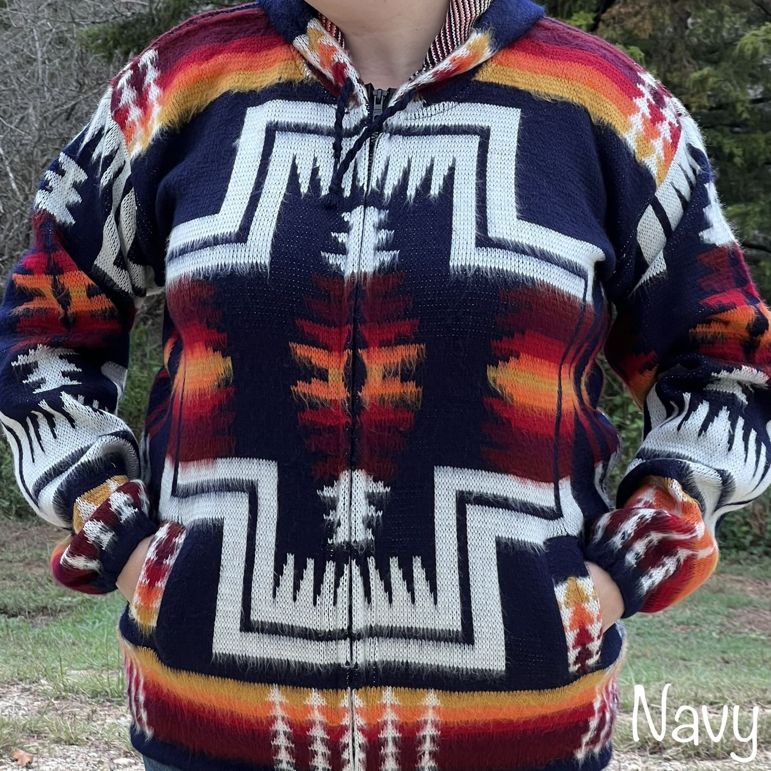 Southwest Hooded Jacket - Large [Multiple Colors], Color: Navy