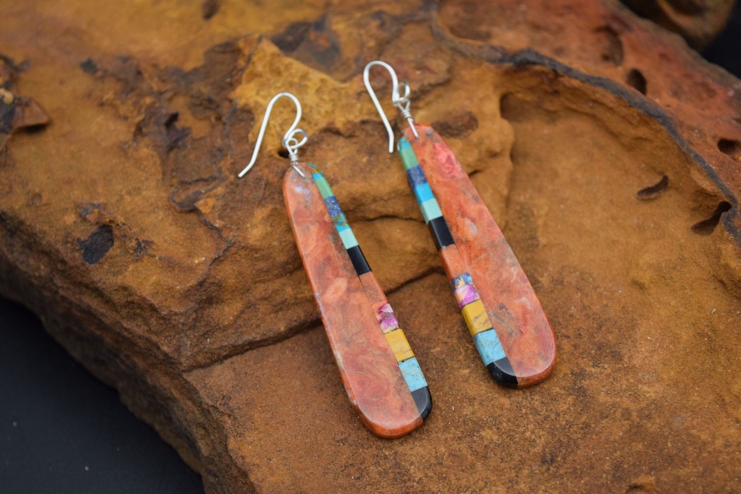 RON CHAVEZ ORANGE SLAB EARRINGS
