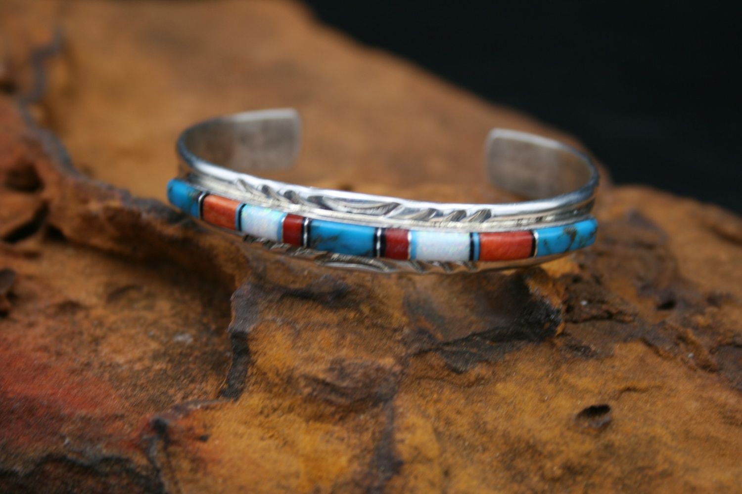 Mary Lincoln Multi Stone Inlay Stacker Cuff (6&quot;)