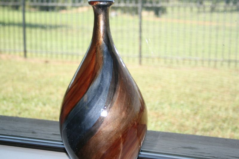 Ceramic Brown/ Metallic Vase - Small