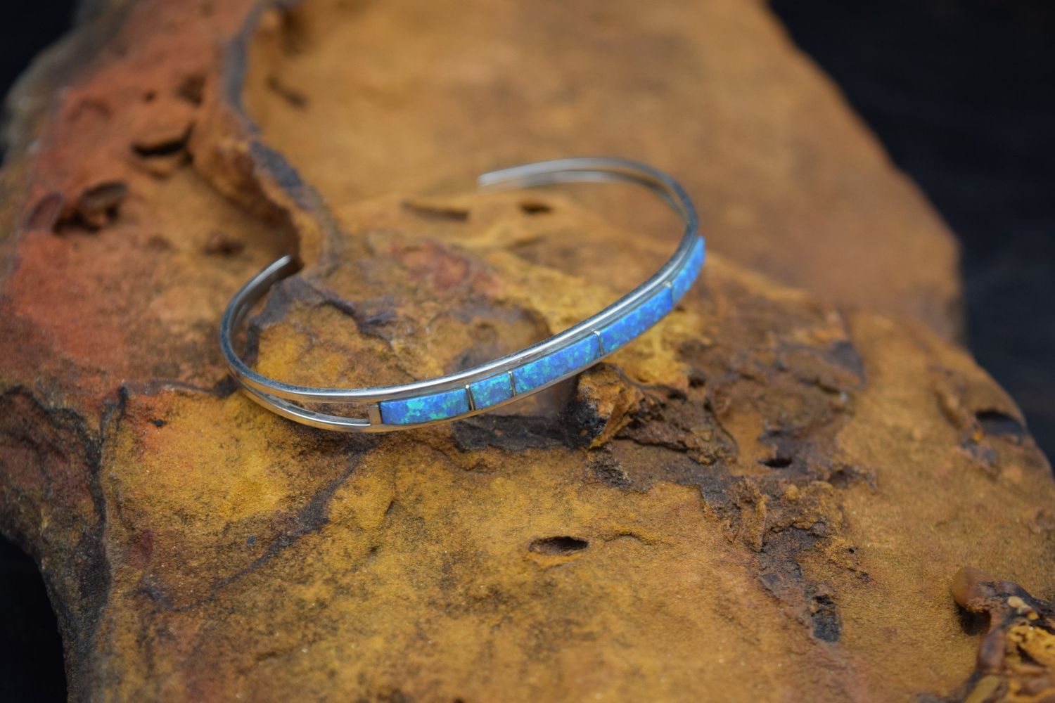 Jamie J. Blue Opal Stacker Cuff (Size: 6.5&quot;)