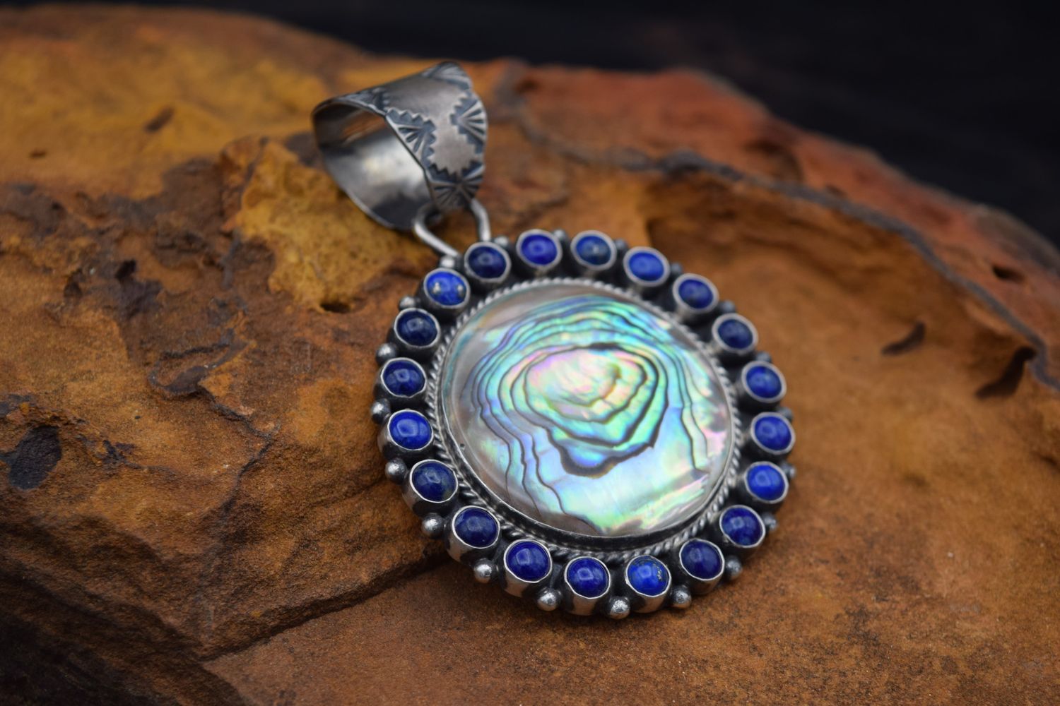 TYLER BROWN LAPIS-ABALONE PENDANT