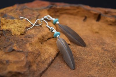 Brown Feather Turquoise Earrings