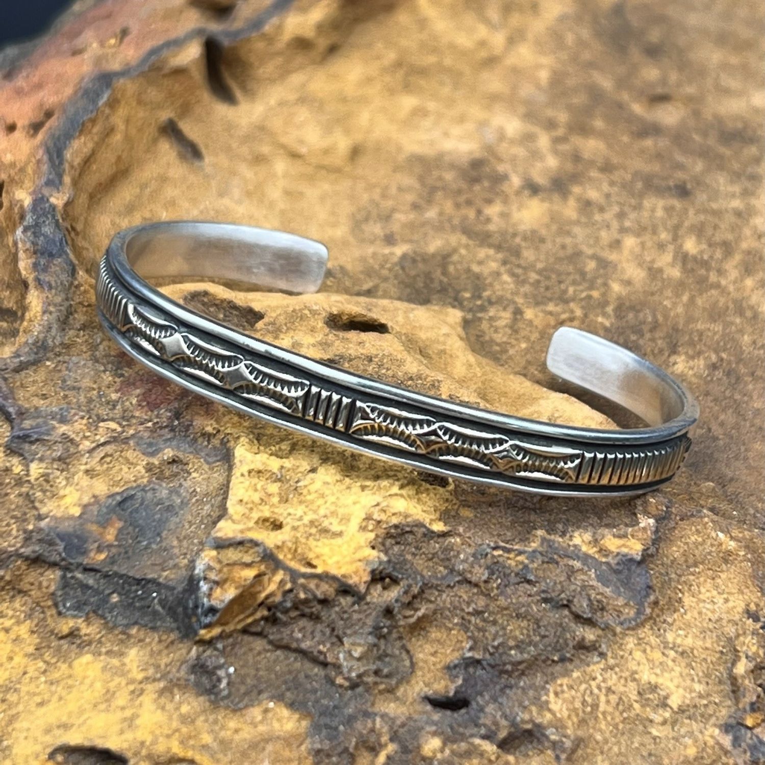 SILVER - GOLD CUFF  6.25&quot;