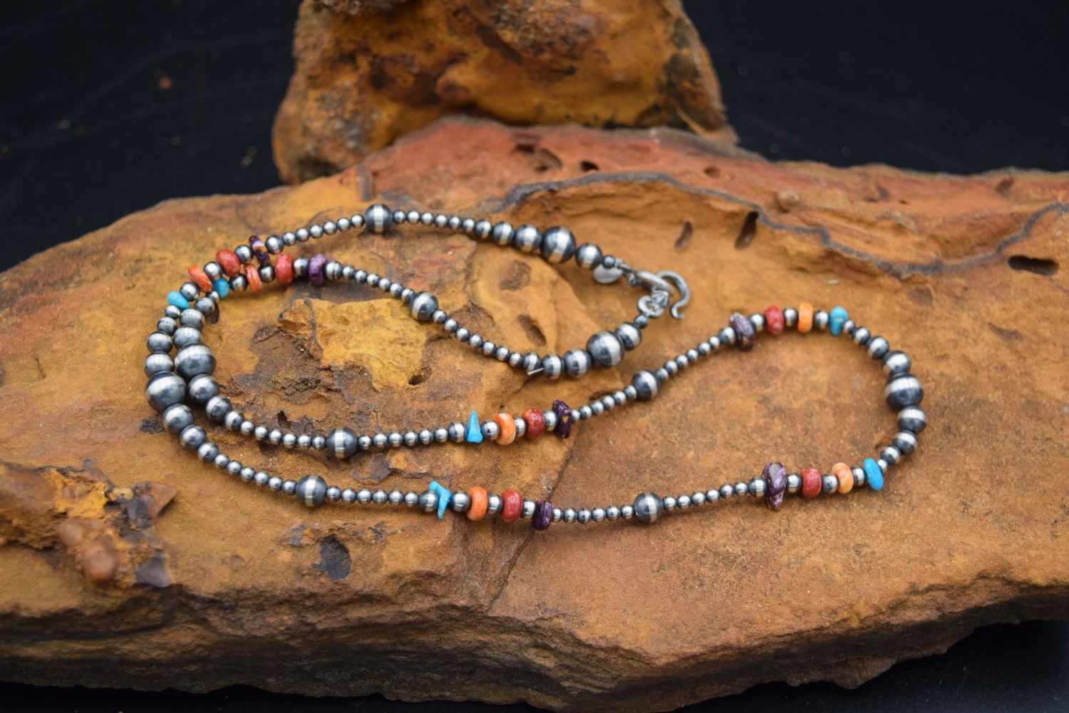 MULTI STONE NAVAJO PEARL NECKLACE  24&quot;
