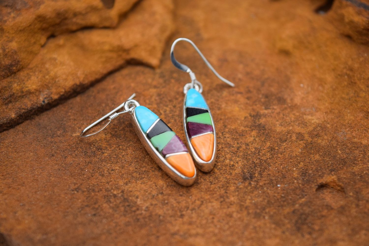 Turquoise Onyx Purple/Orange Spiny Earrings