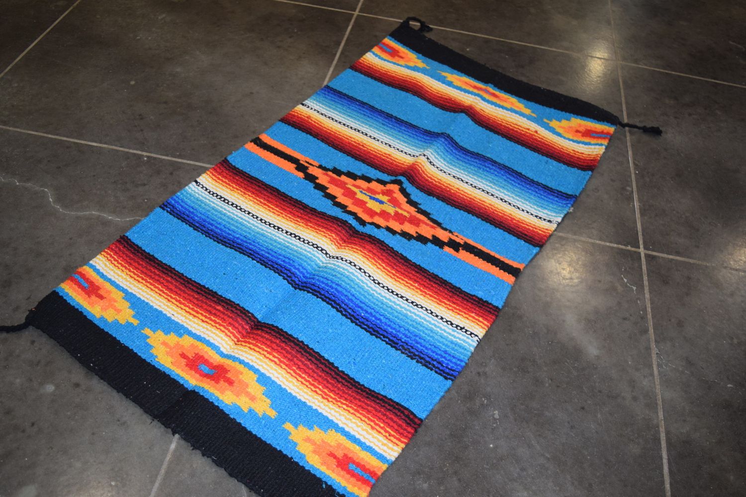 20&quot; X 40&quot; Saltillo Hawkeye Rug [Blue/Black]