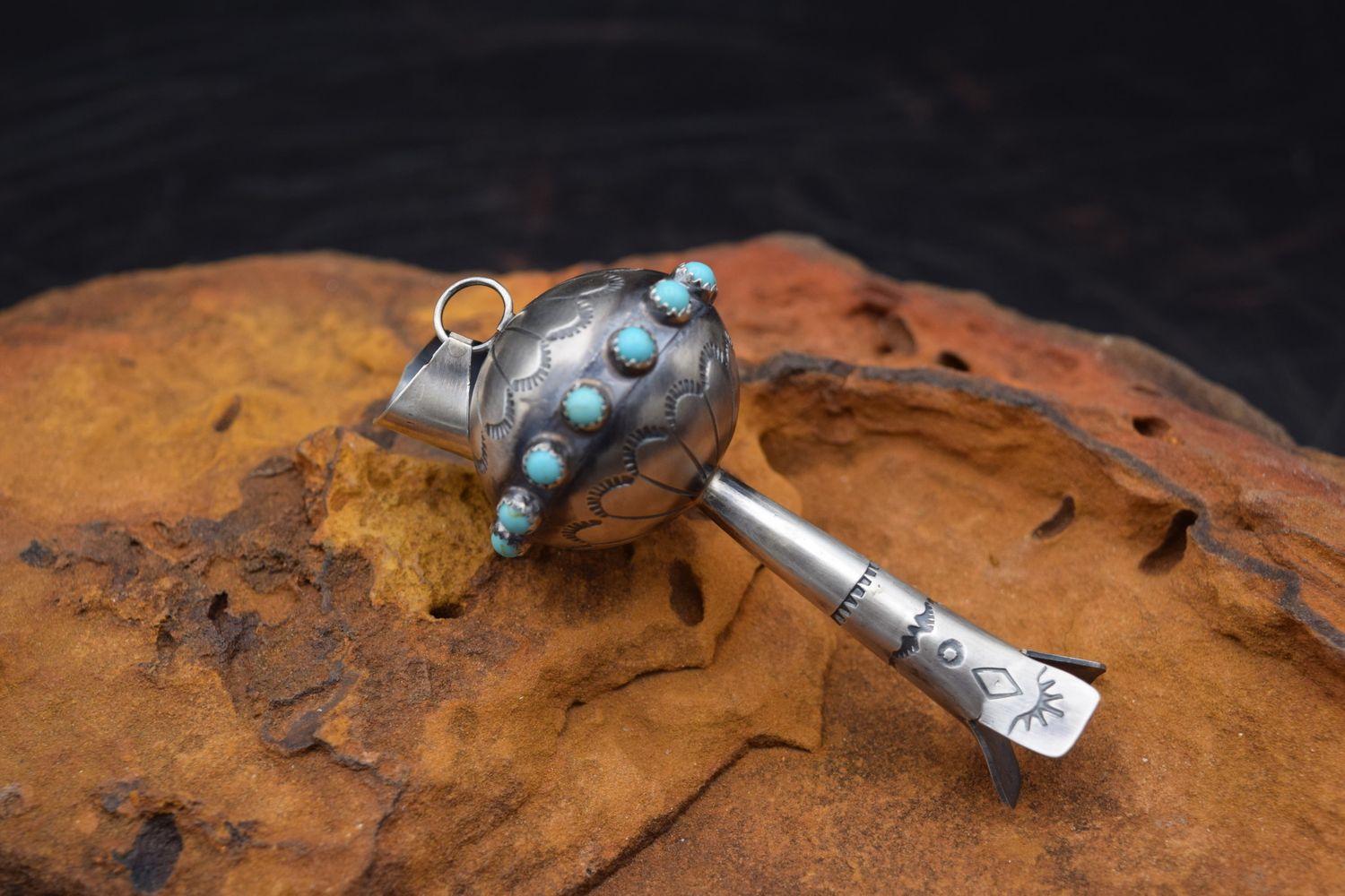TURQUOISE SQUASH BLOSSOM PENDANT