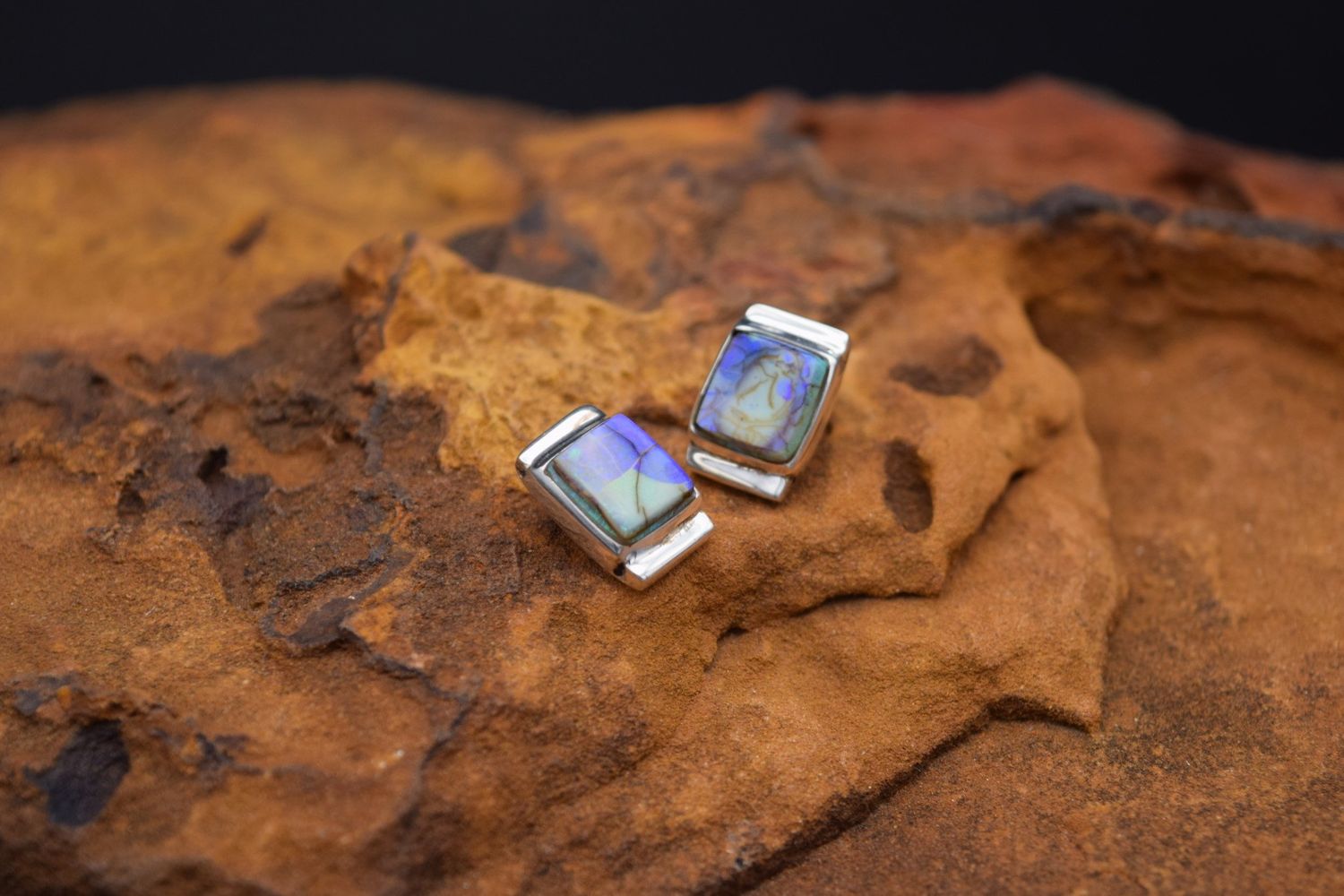 Rectangular Purple Earrings
