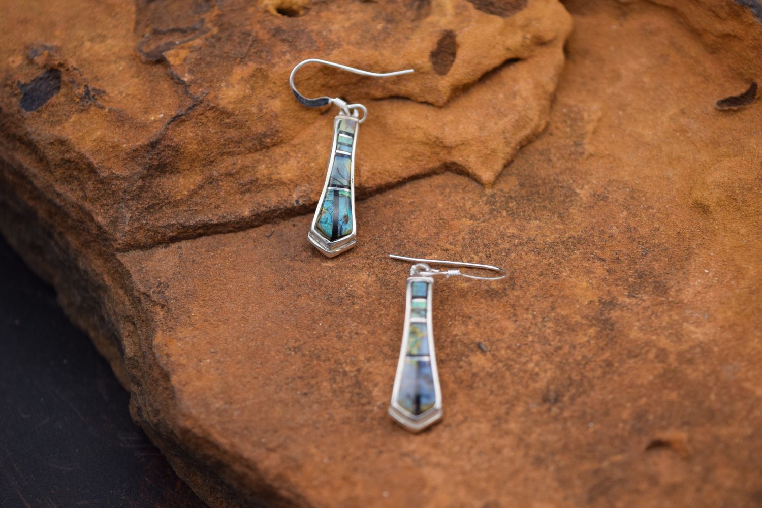 Green Mixed Stone Inlay Earrings