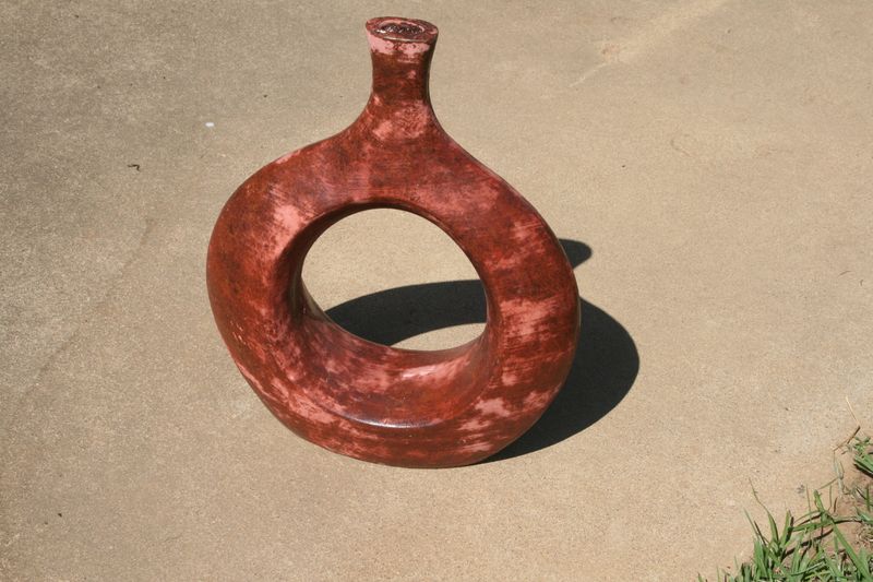 Red Ceramic Circle Vase - Medium