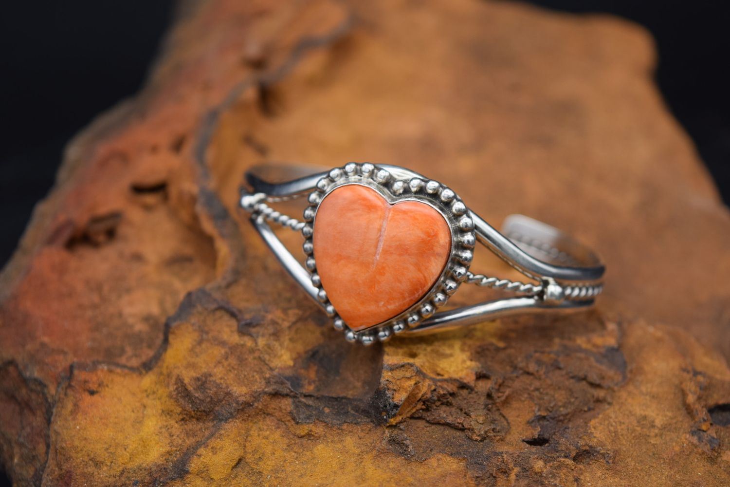 SAMSON ETSITTY ORANGE SPINY HEART CUFF  [Size: 6.25]
