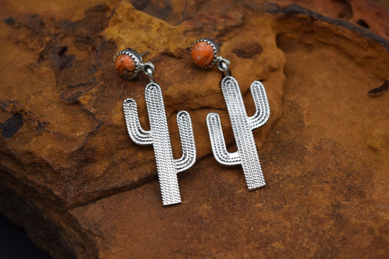 VERLEY BETONE ORANGE SPINY CACTUS EARRINGS