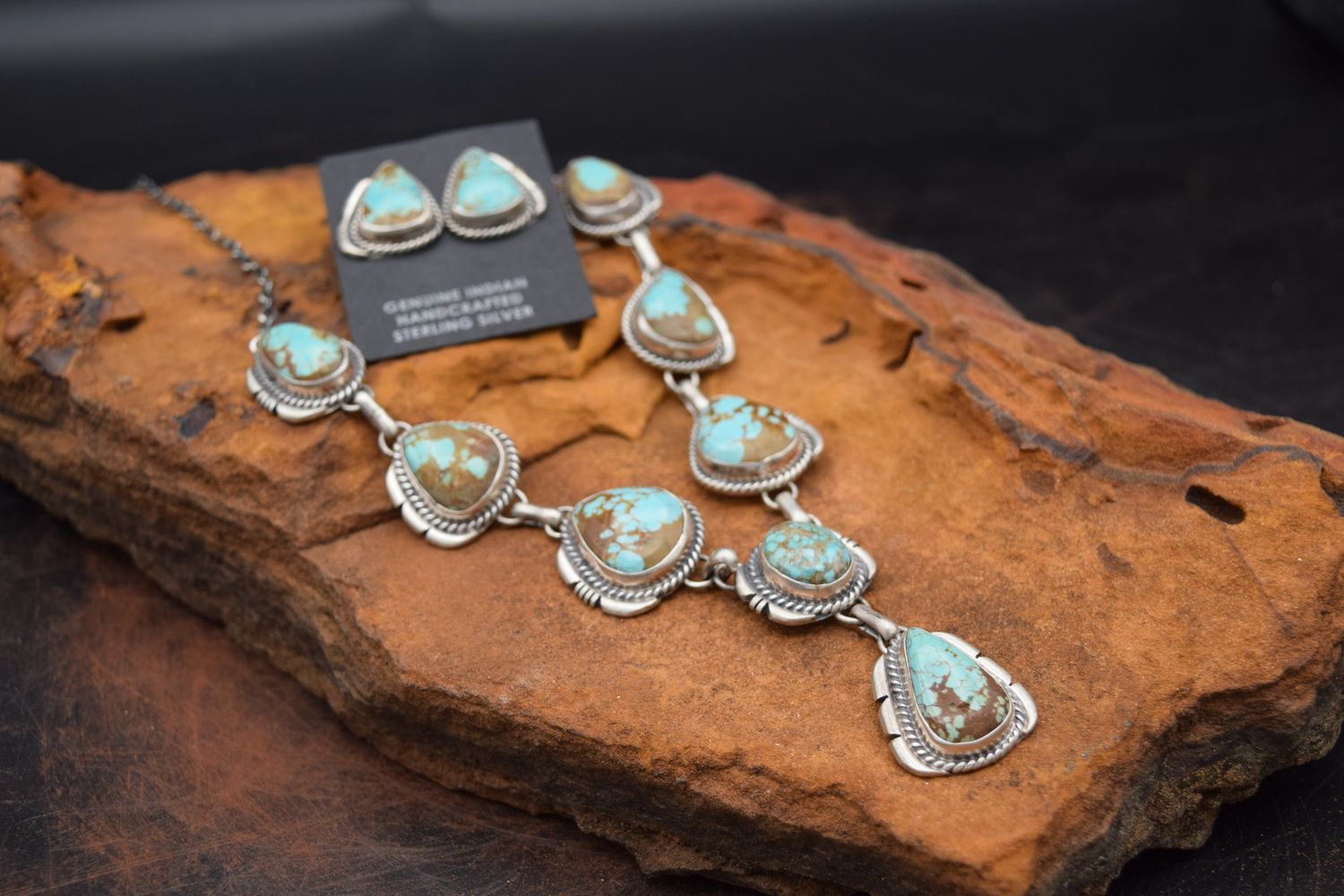 LARIAT KINGMAN NECKLACE/EARRINGS