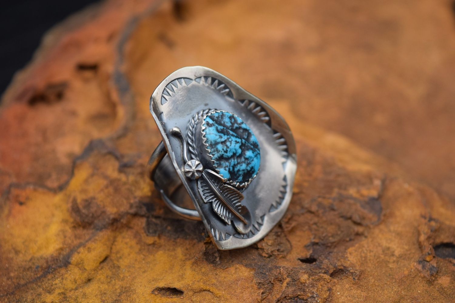 TURQUOISE COWBOY HAT RING 8.5