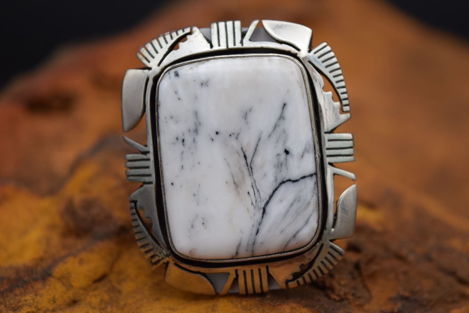 EDDIE SECATERO RING ADJUSTABLE WHITE BUFFALO