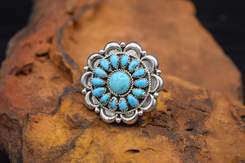 EW TURQUOISE CLUSTER RING [Size: 6]