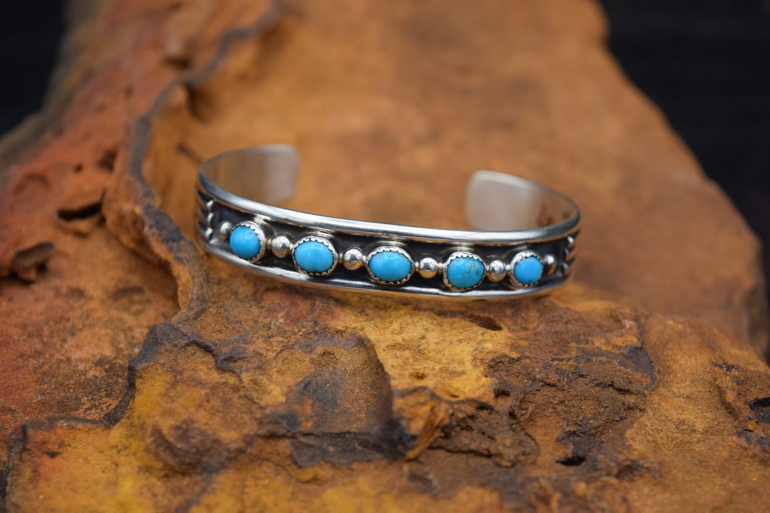 SILVER &amp; TURQUOISE CUFF [6.25&quot;]