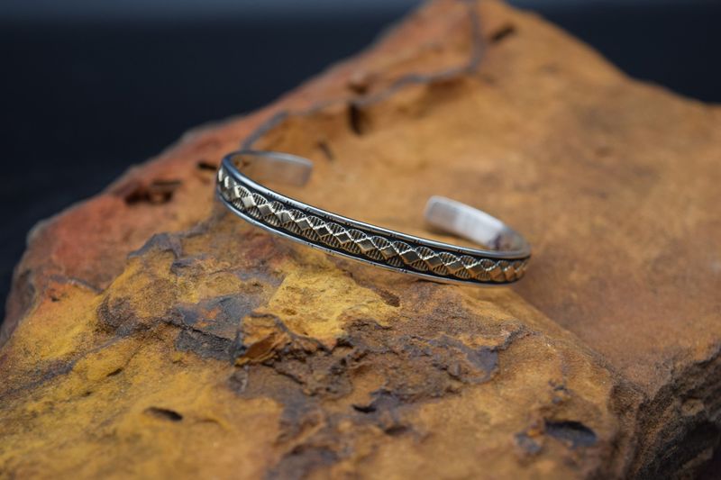 24K GOLD - SILVER CUFF [Size: 6]