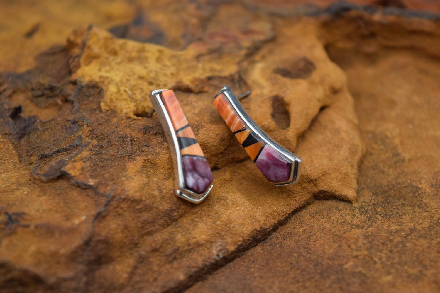 Orange Purple Spiny Earrings