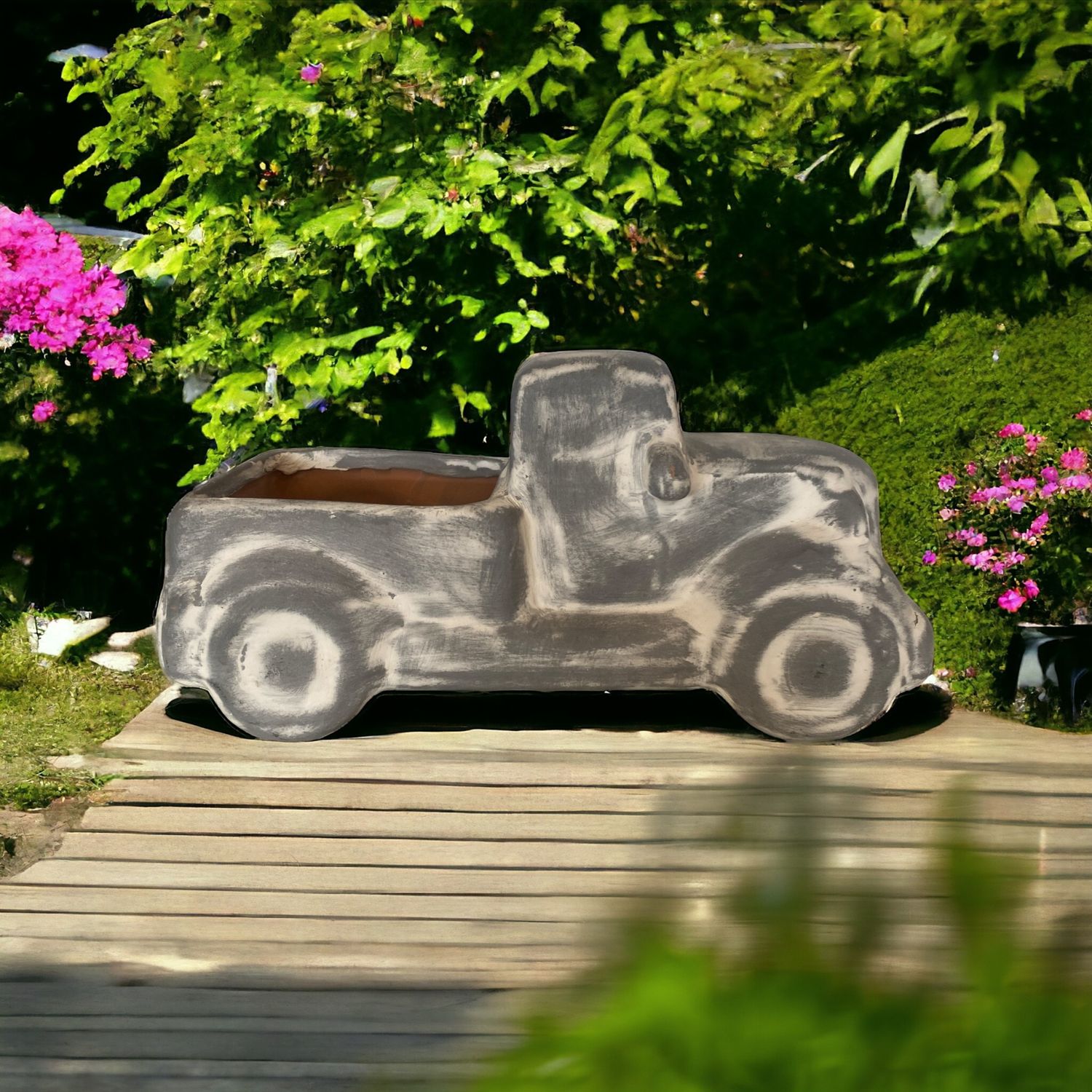 Grey Clay Truck Planter