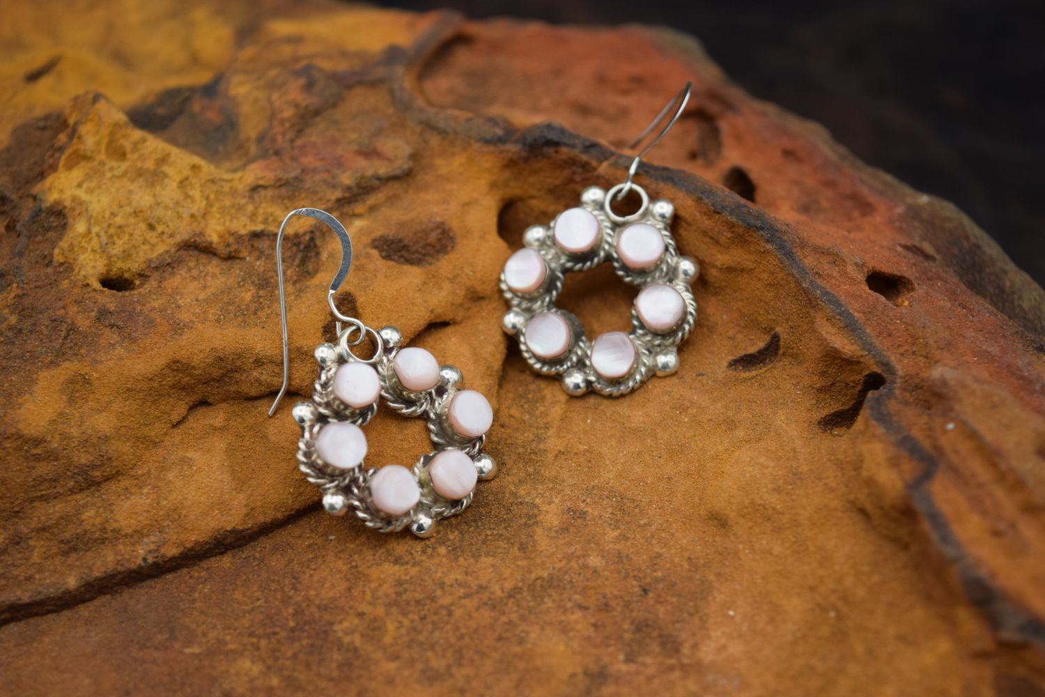 Janice Lalio Pink Cluster Mother of Pearl Earrings