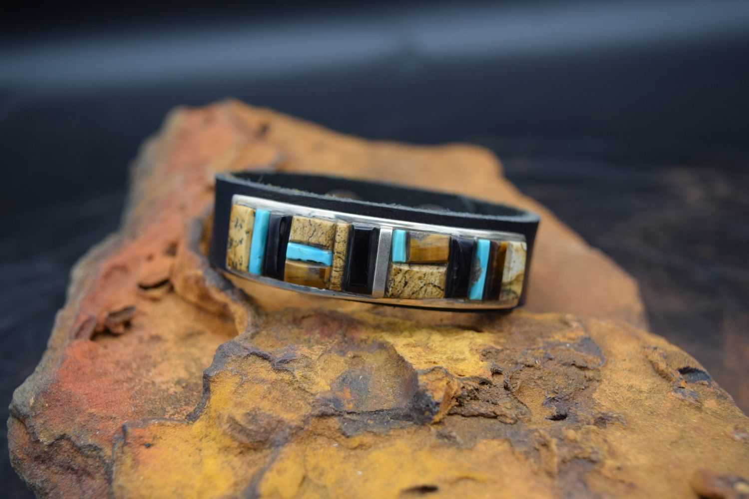 Cobblestone Leather Inlay Bracelet