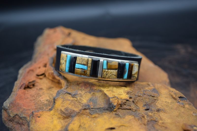 Cobblestone Leather Inlay Bracelet