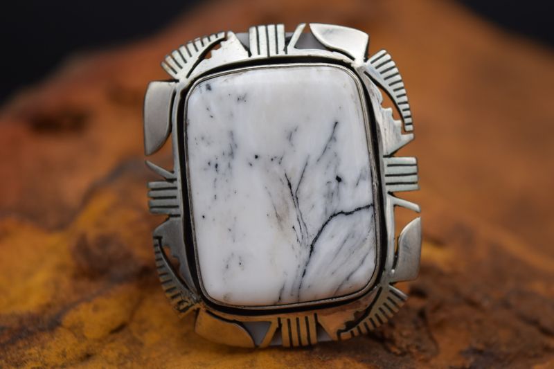 EDDIE SECATERO RING ADJUSTABLE WHITE BUFFALO
