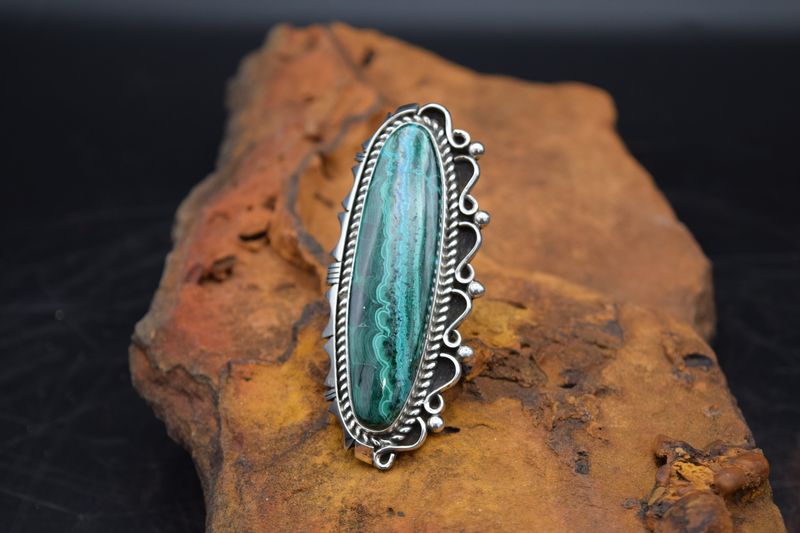 EDDIE SECATERO CHRYSOCOLLA MALACHITE RING 9.5