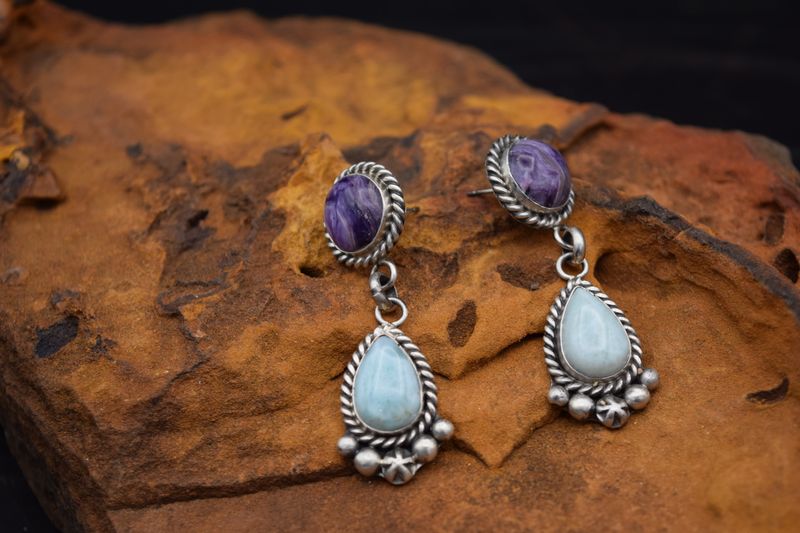 CHARIOTTE-LARIMAR EARRINGS