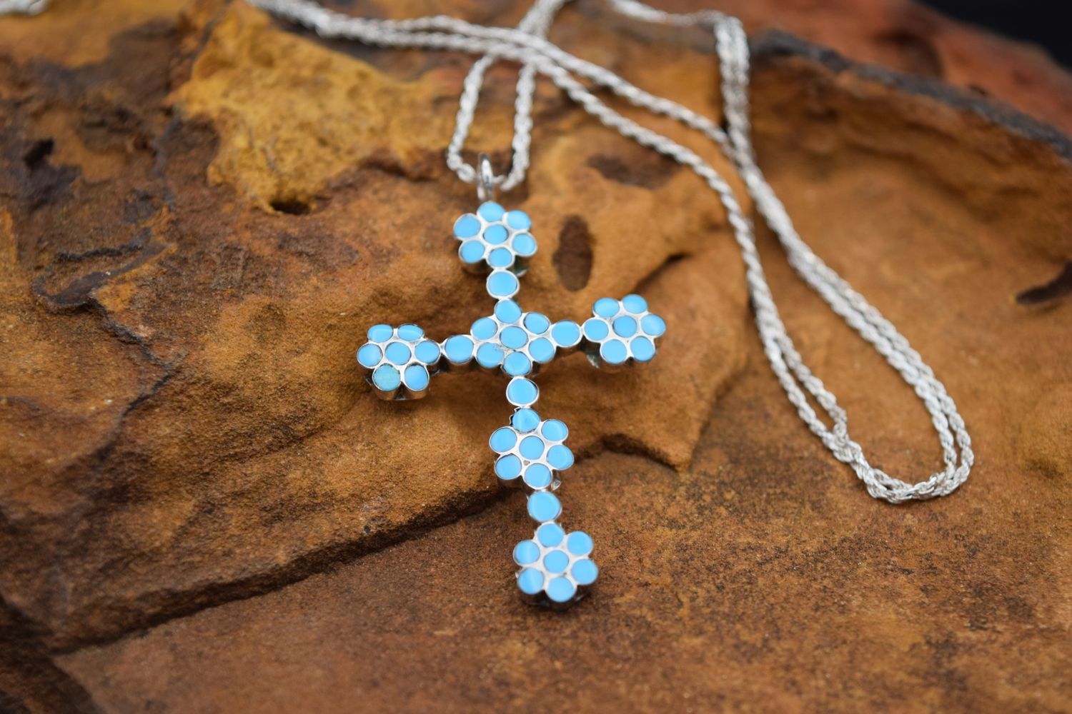 RUPERT SHETIMA TURQUOISE ZUNI CROSS NECKLACES