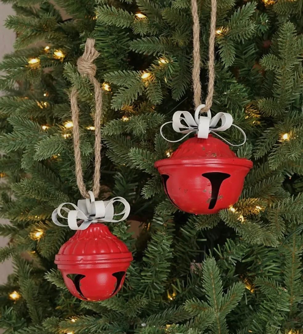 BELL W/BOW NUTSHELL VINTAGE RED 4.5 INCH