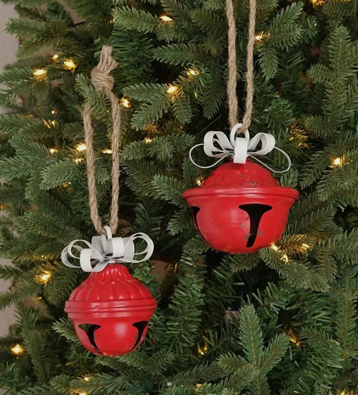BELL W/BOW NUTSHELL VINTAGE RED 4.5 INCH