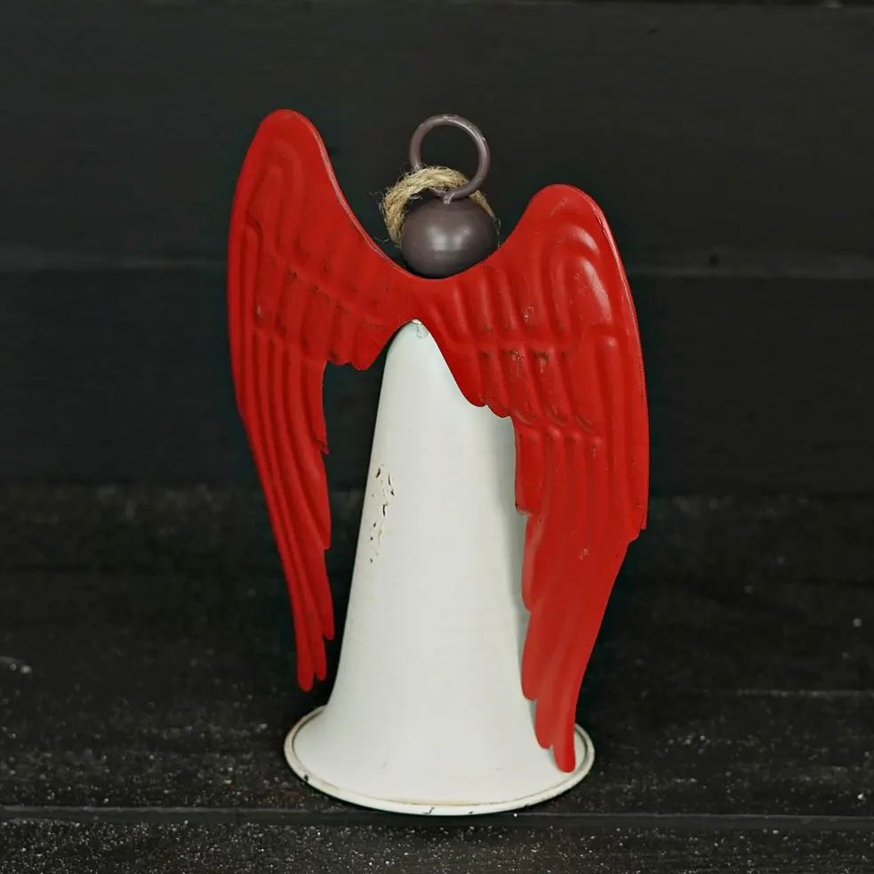 ANGEL DISTRESSED METAL W/RED WINGS