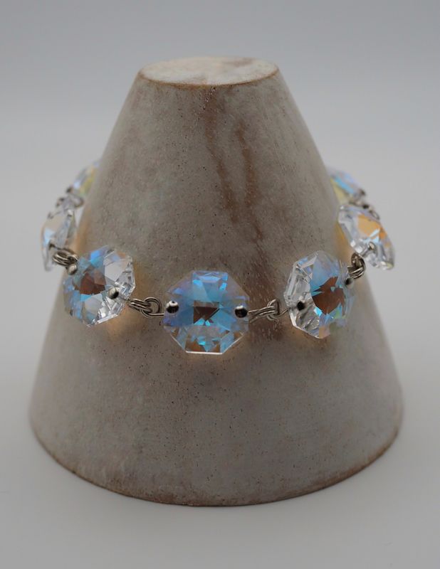 Silbernes Armband mit aurora-borealis (AB) Swarovski© Oktagonen