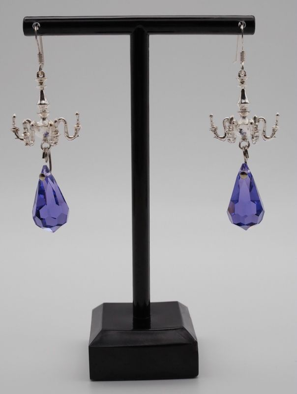 Silberne Ohrringe mit Kronleuchter und blue-violet Swarovski© Tropfen