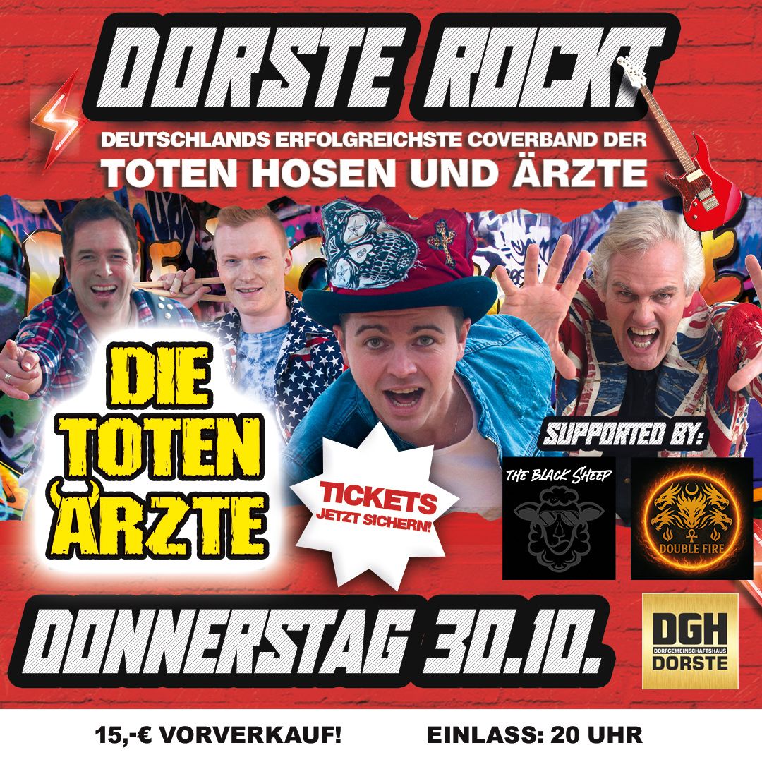 Tischreservierung 6x + Drinks | 30.10.2025 | Die Toten Ärzte
