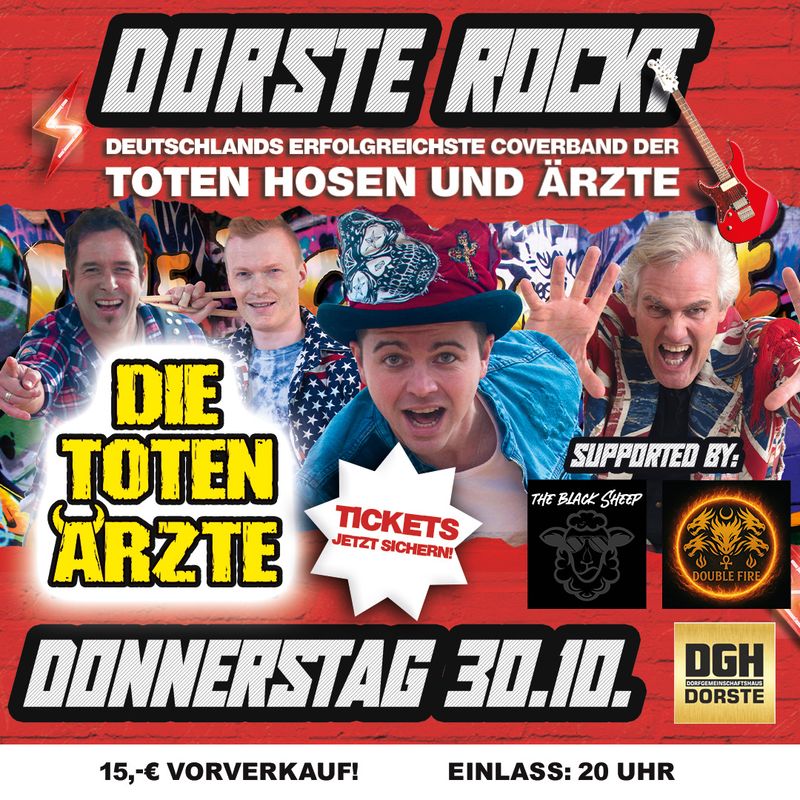 Tischreservierung 6x + Drinks | 30.10.2025 | Die Toten Ärzte