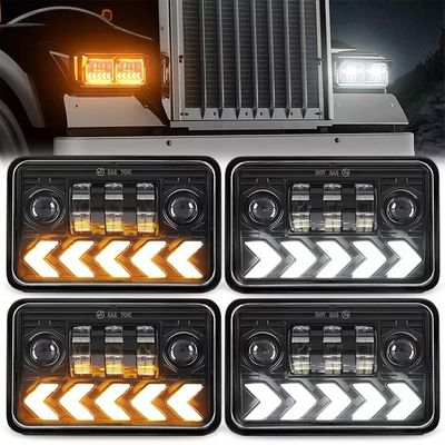 4X LED Headlights For Freightliner FLD120 1989 1990 1991-2010 FLD112 Classic