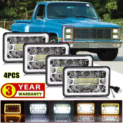 4X 4x6 Hi-Lo LED Headlights Fit 1981 1982 1983 1984 1985 1986 Chevy C10 Trucks
