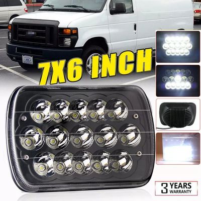 5X7&quot; 7x6&quot; Black HI-Lo Beam LED Headlight For Ford E-150 E-250 Econoline 1982-2012
