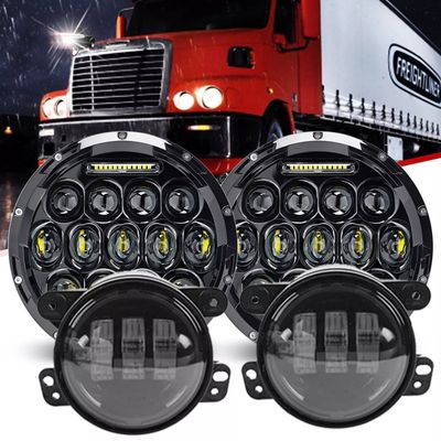 7&quot; LED Headlights Hi/Lo DRL + 4&#39;&#39; Fog Light For Freightliner Century Class