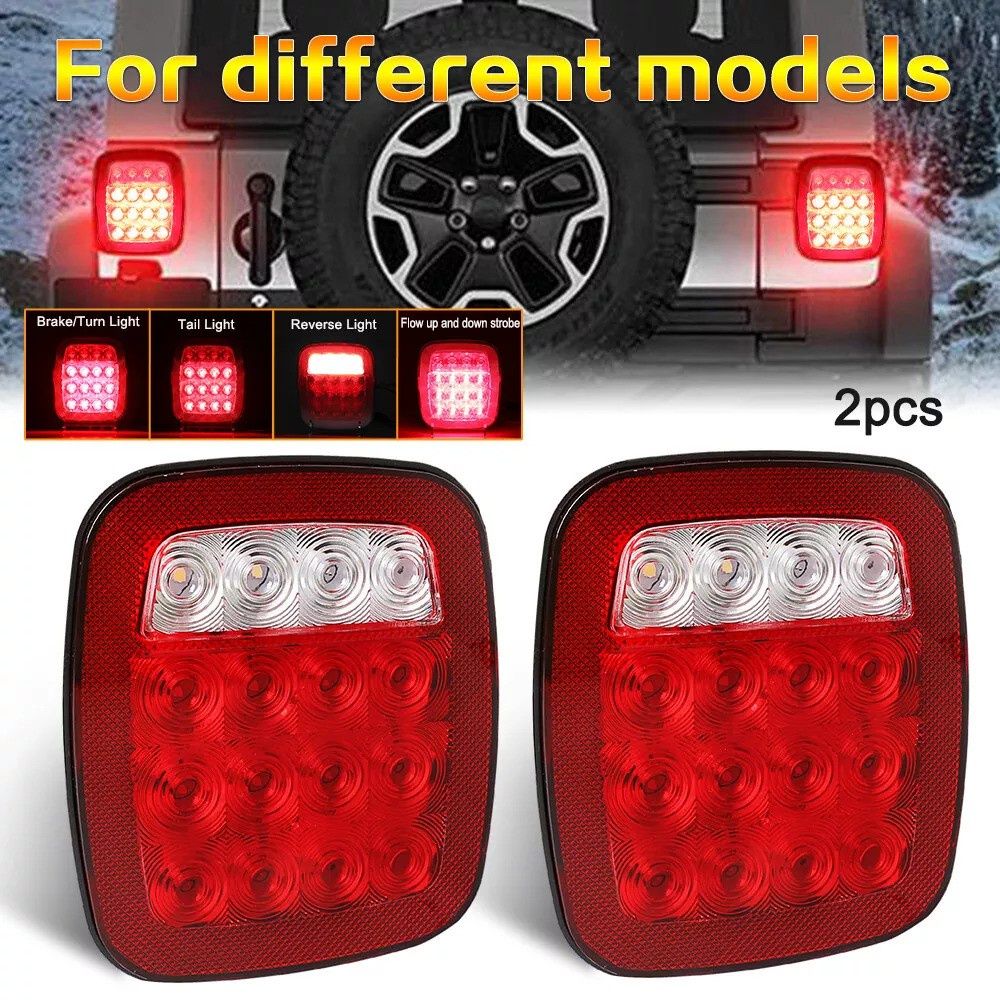 Rear Red Brake LED Tail Lights Turn Signal Strobe Offroad For 76-06 CJ YJ TJ JK