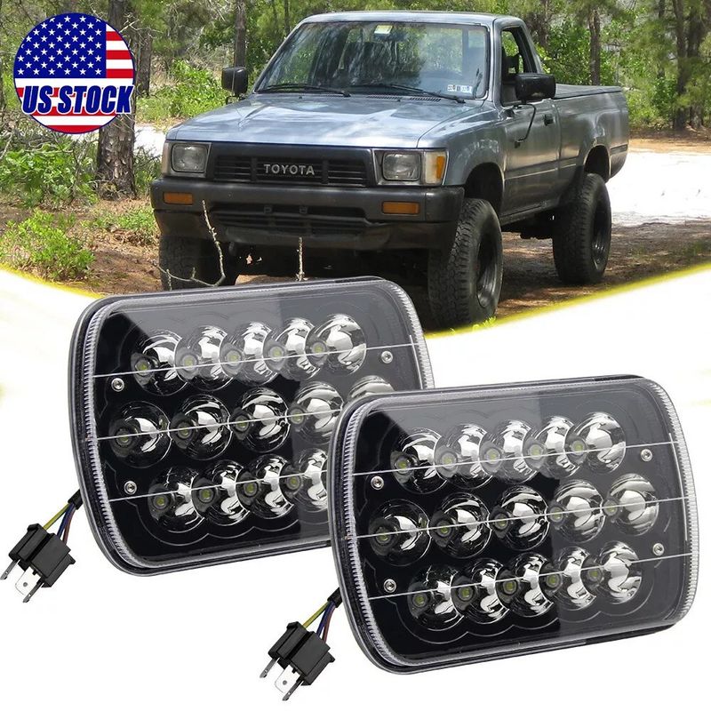 Pair Black 5x7&quot; 7x6&#39;&#39; Sealed LED Headlights for Toyota 95-97 Tacoma 88-95 Pickup