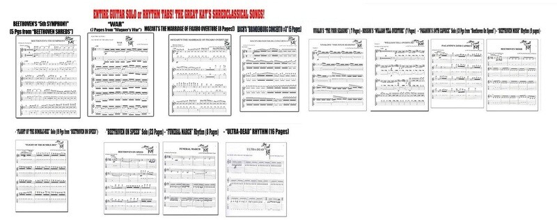 GUITAR TABS! With FREE KAT GUITAR PICK! GREAT KAT SHREDCLASSICAL SONGS! BEETHOVEN! MOZART! PAGANINI! BUMBLE-BEE! VIVALDI! &amp; MORE! Personalized by GREAT KAT (Printed on 8x10 Paper) CHOOSE A GUITAR TAB!