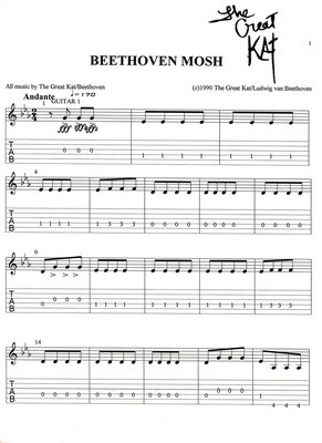 GUITAR TABLATURE: THE GREAT KAT'S SHREDCLASSICAL SONGS!